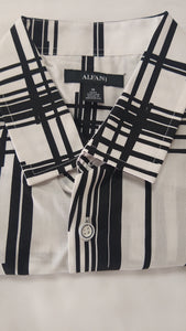 Alfani men's white, broken, black-line short-sleeve dress shirt